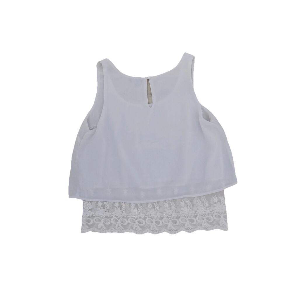 Charlotte Russe sleeveless blouse crop top cream lace hem size Small - Picture 7 of 10